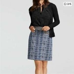 CAbi 5320 Reina Blue Matrix 21. Club Skirt houndstooth plaid Tweed, size 6